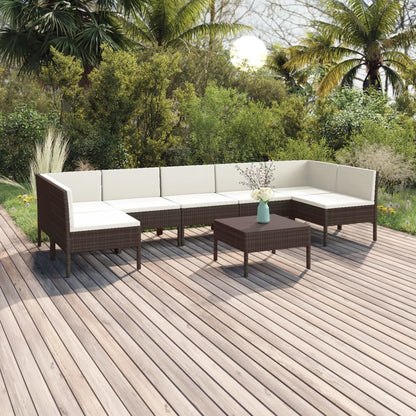 Garden Lounge Set Brown, Cream White