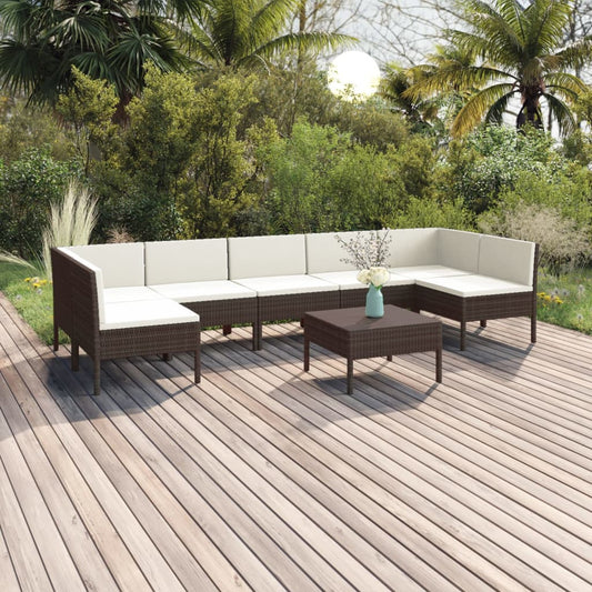 Garden Lounge Set Brown, Cream White