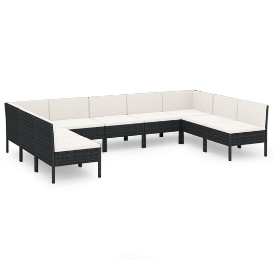 Garden Lounge Set Black, Cream white