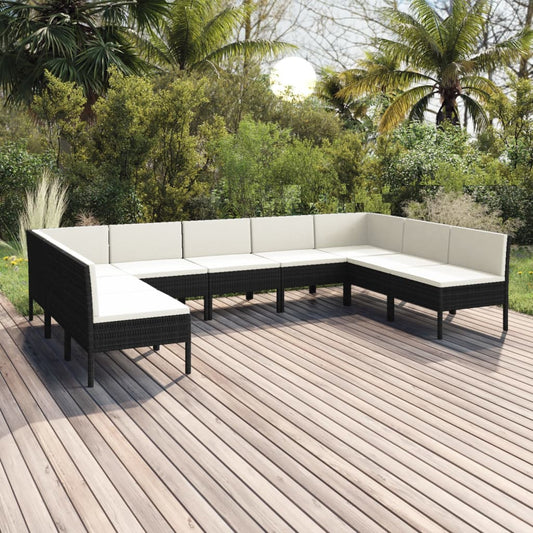 Garden Lounge Set Black, Cream white