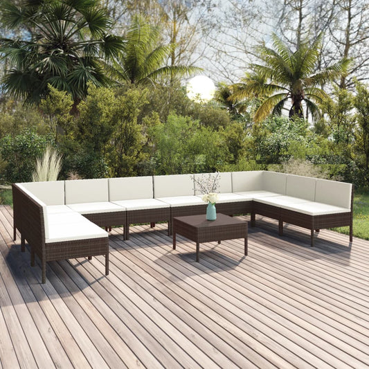 Garden Lounge Set Brown, Cream White