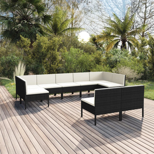 Garden Lounge Set Black, Cream White