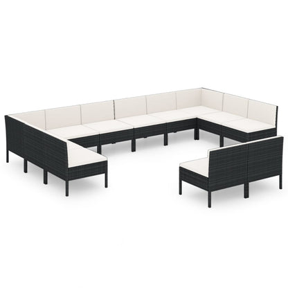 Garden Lounge Set Black PE rattan Large Modular