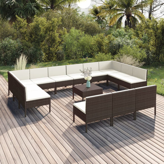 Garden Lounge Set Brown PE rattan Large Modular