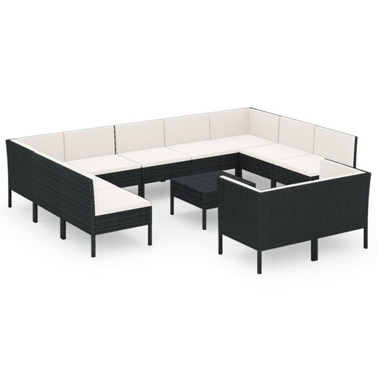 Garden Lounge Set Black, Cream white