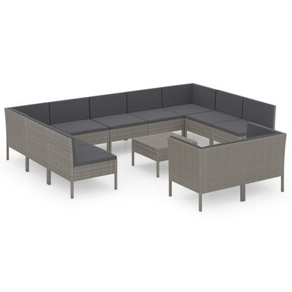 Garden Lounge Set Gray PE rattan Standard Modular