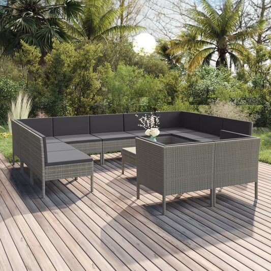 Garden Lounge Set Gray PE rattan Standard Modular