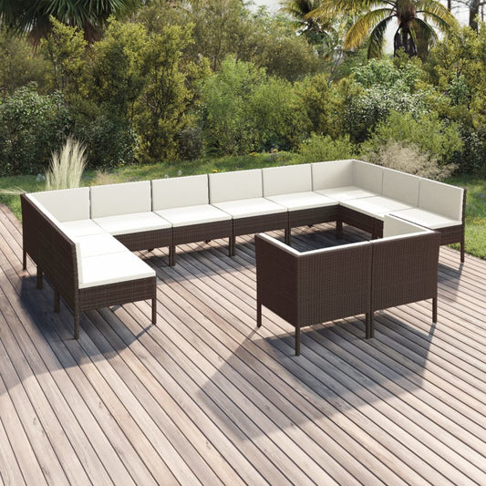 Garden Lounge Set Brown and Cream White