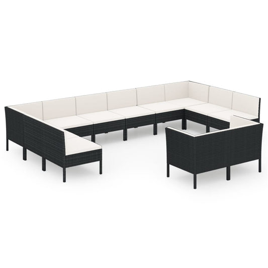 Garden Lounge Set Black, Cream White