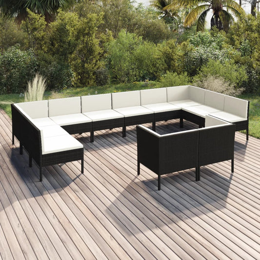 Garden Lounge Set Black, Cream White