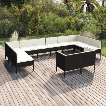 Garden Lounge Set Black, Cream White