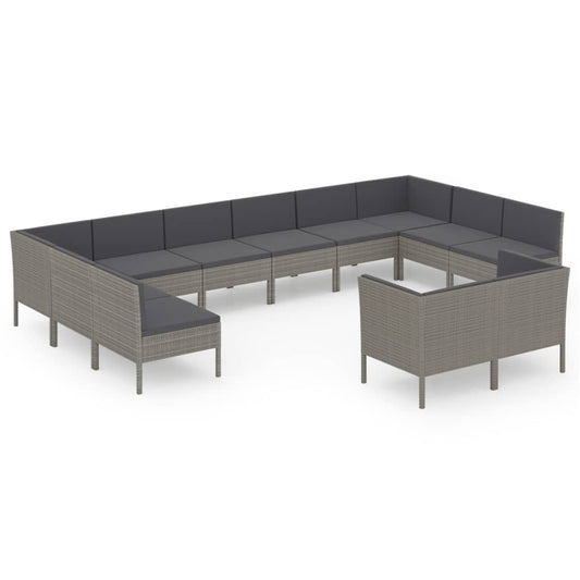 Garden Lounge Set Grey PE rattan Large Modular