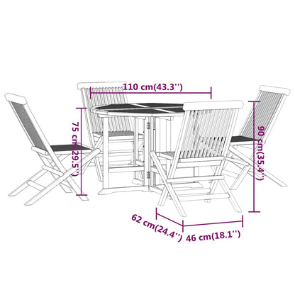 Outdoor Dining Set Teak Solid teak wood Medium Foldable