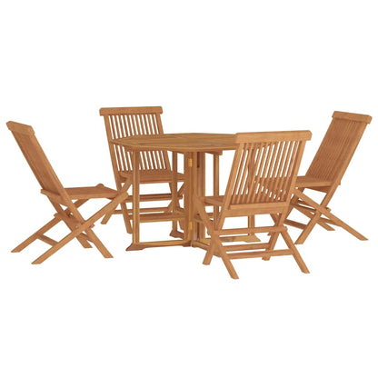 Outdoor Dining Set Teak Brown Solid teak wood Compact Foldable
