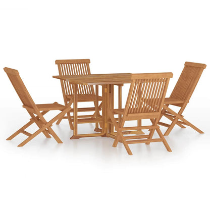 Outdoor Dining Set Natural Teak Solid Teak Wood Medium Foldable