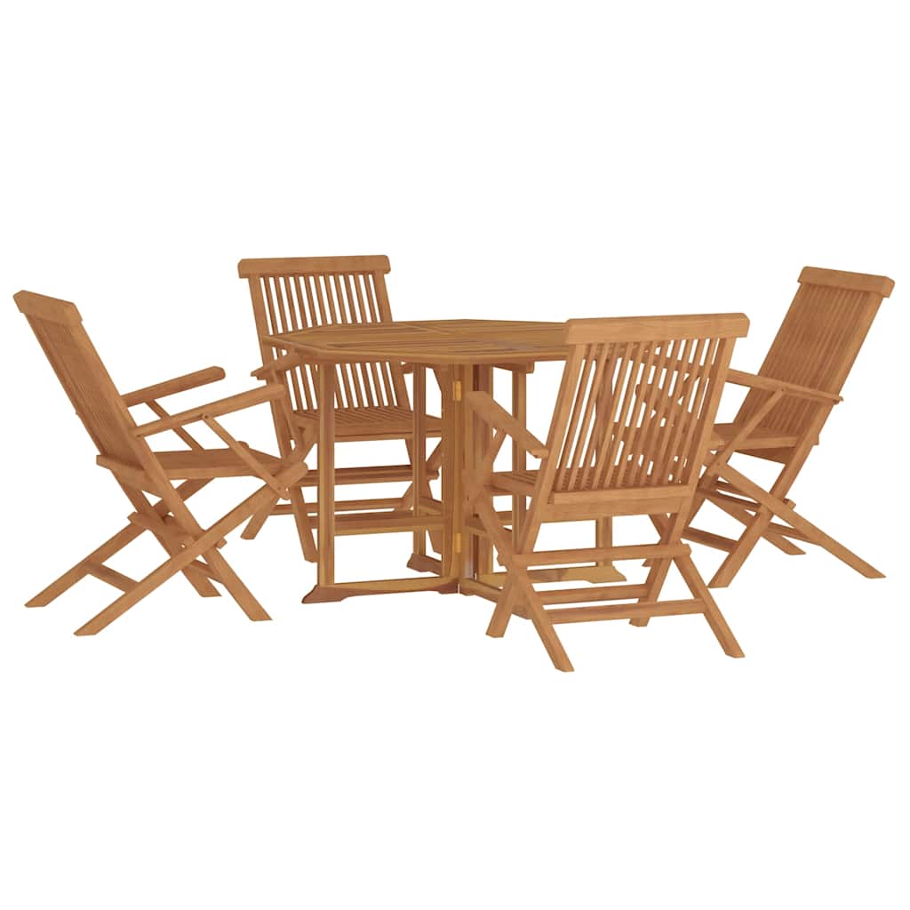 Outdoor Dining Set Natural Teak Solid Teak Wood Medium Foldable