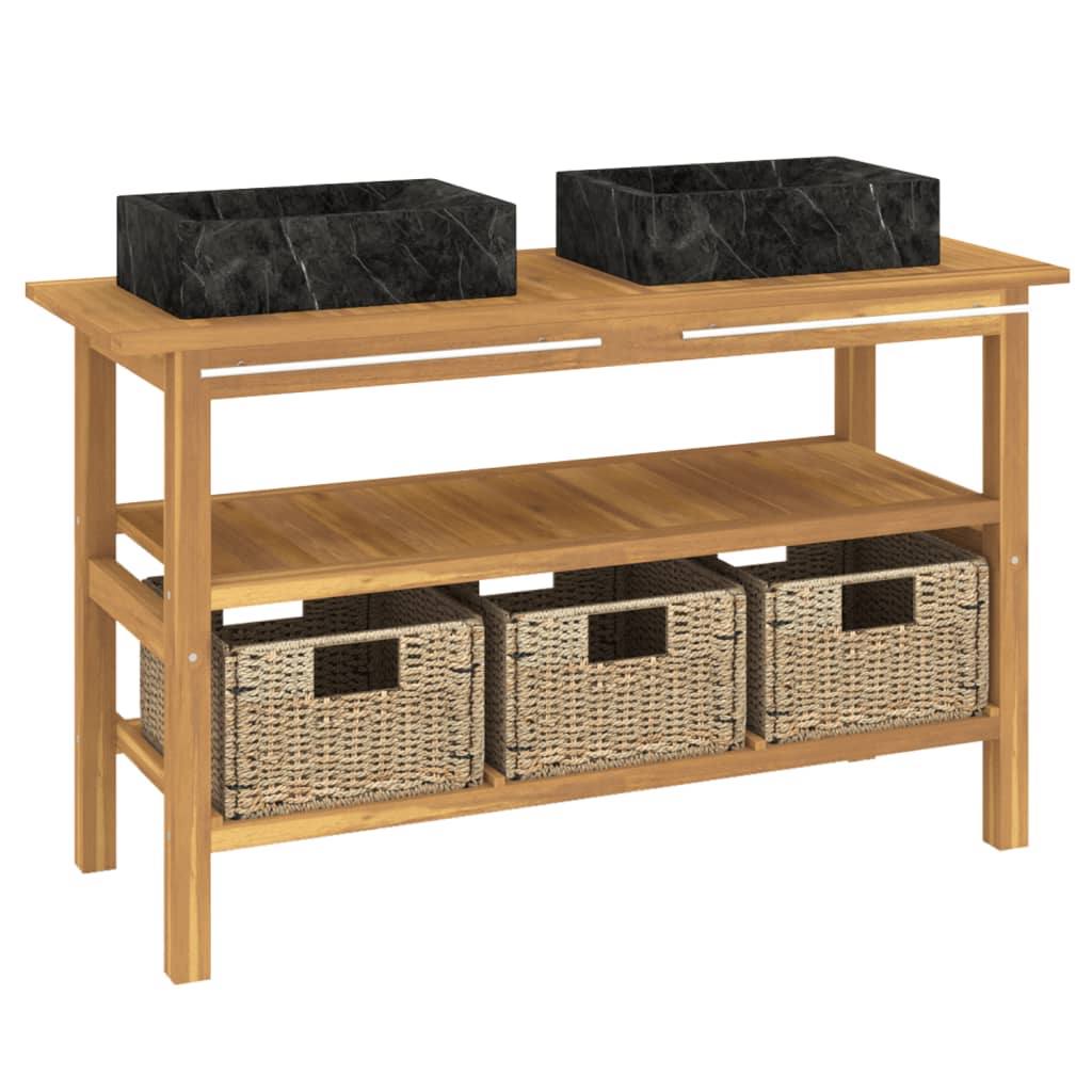 Vanity Cabinet With Sink Black, Brown, Seagrass