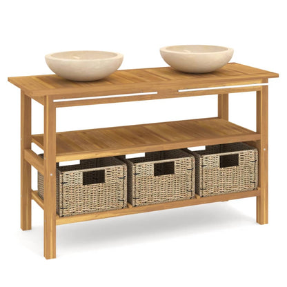 Vanity Cabinet With Sink Cream Teak Wood Medium