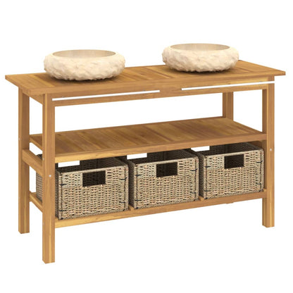 Vanity Cabinet with Sink Teak, cream Teak wood, marble Large