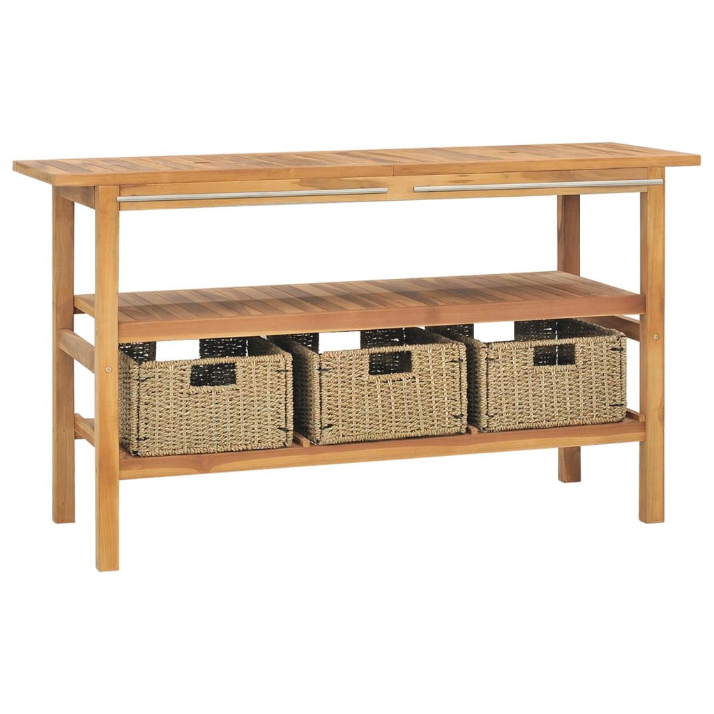 Vanity Cabinet with Sink Teak, cream Teak wood, marble Large