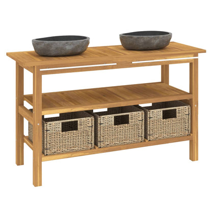 Vanity Cabinet With Sink Teak Wood, Black Teak Wood Large