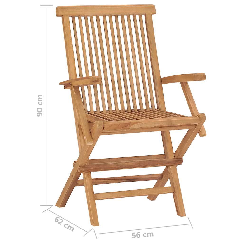Garden Chair Set of 6 Brown Solid Teak Wood Standard Foldable