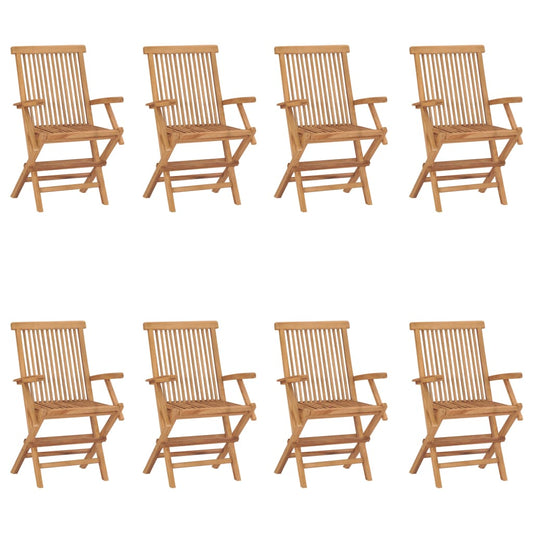 Garden Chair Set of 8 Natural Teak Solid Teak Wood Standard