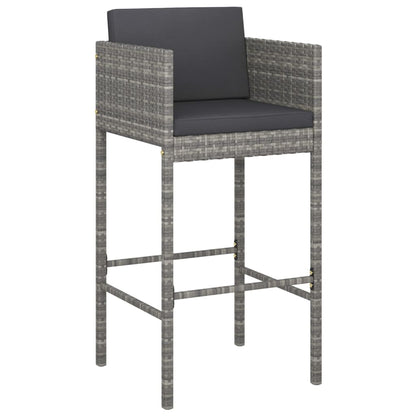 Garden Bar Set Grey PE Rattan 5 Piece Footrest Garden Bar Set