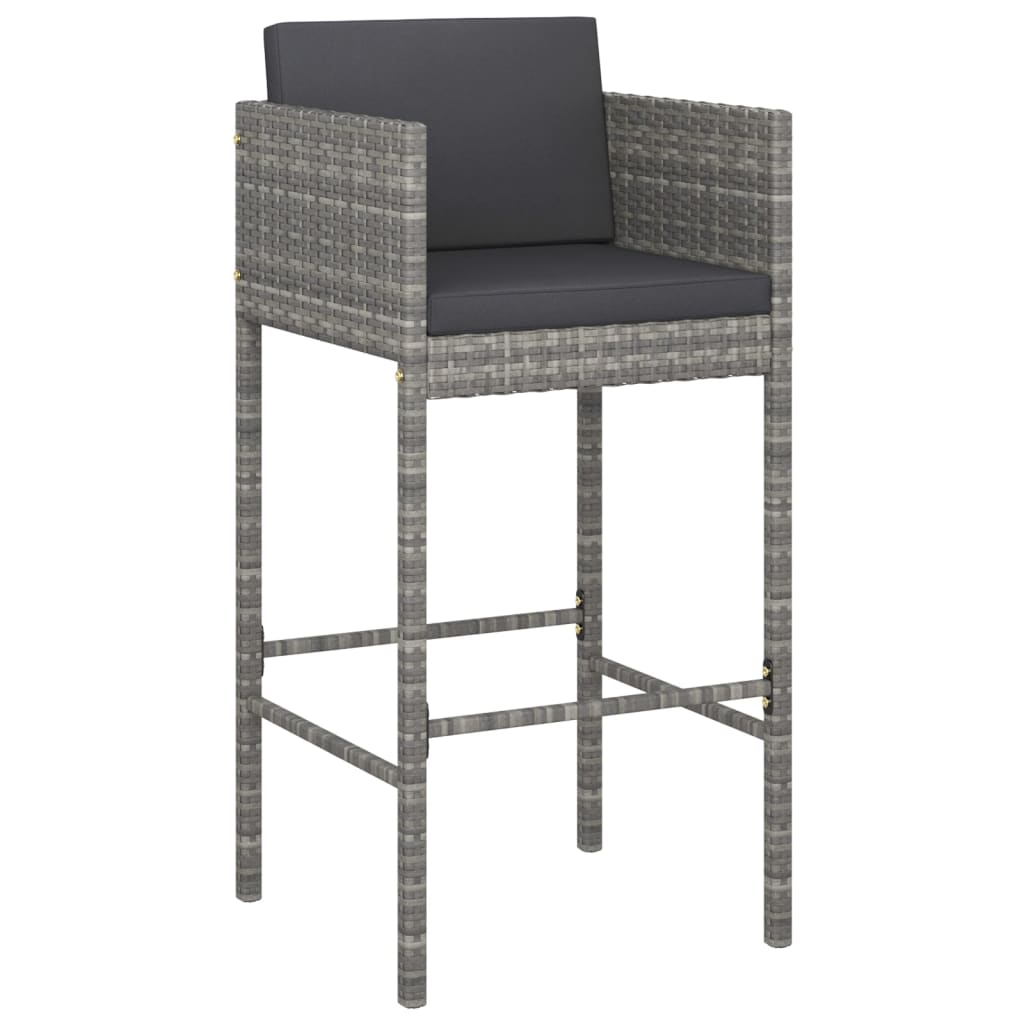 Garden Bar Set Grey PE Rattan 5 Piece Footrest Garden Bar Set