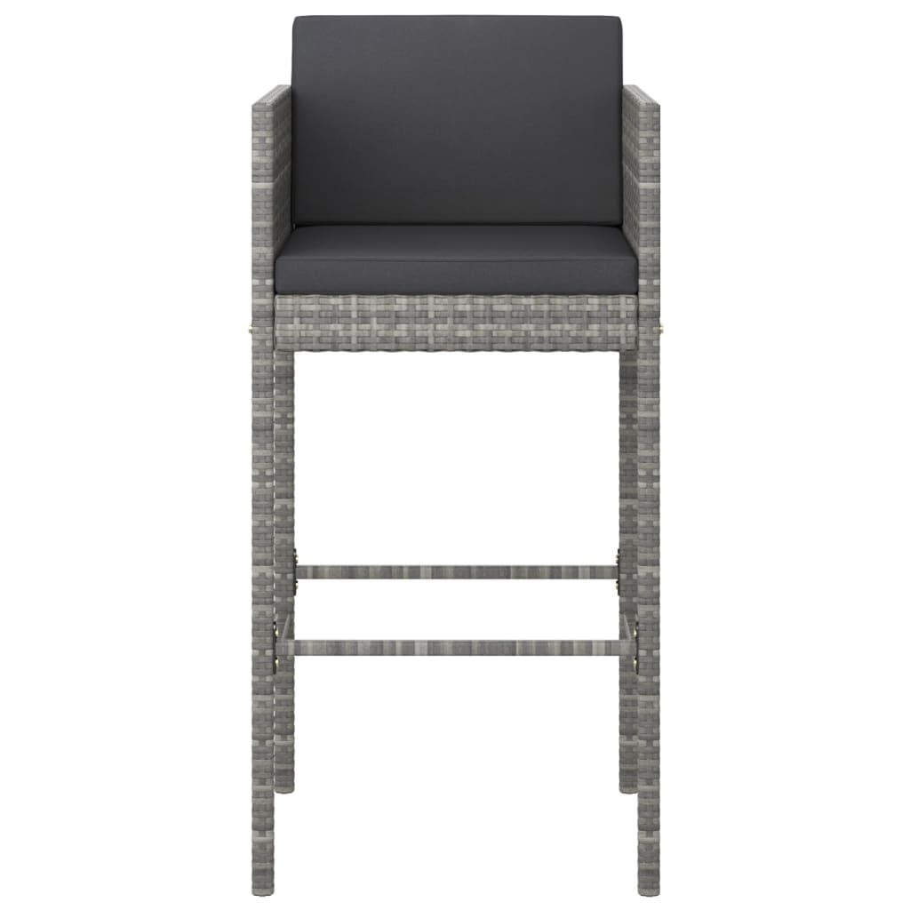 Garden Bar Set Grey PE Rattan 5 Piece Footrest Garden Bar Set