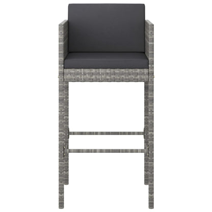 Garden Bar Set Grey PE Rattan 5 Piece Footrest Garden Bar Set