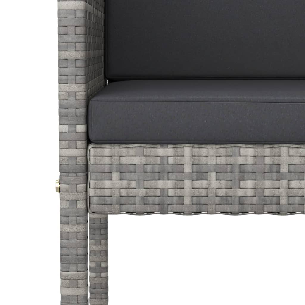 Garden Bar Set Grey PE Rattan 5 Piece Footrest Garden Bar Set