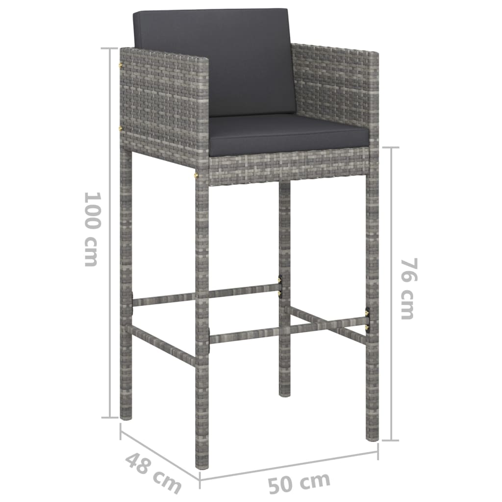 Garden Bar Set Grey PE Rattan 5 Piece Footrest Garden Bar Set