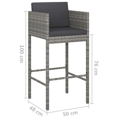 Garden Bar Set Grey PE Rattan 5 Piece Footrest Garden Bar Set