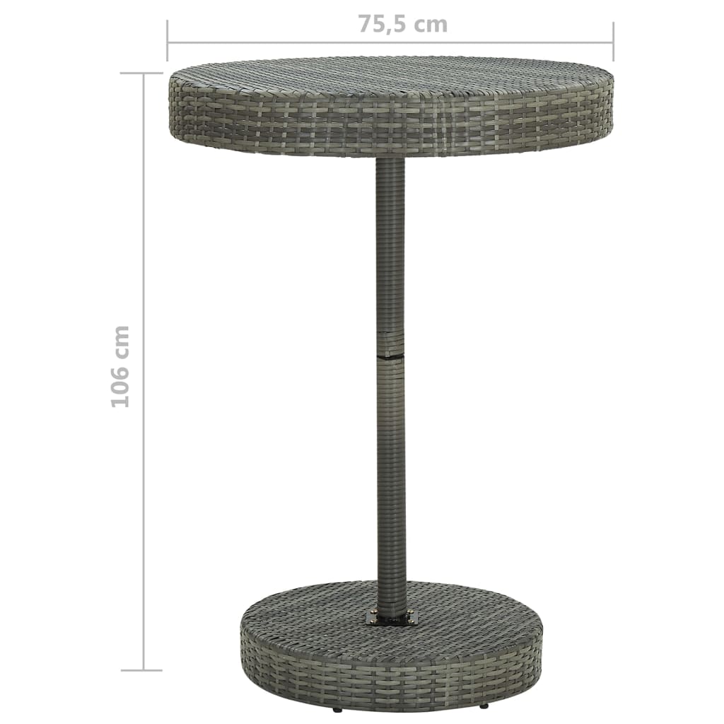 Garden Bar Set Grey PE Rattan 5 Piece Footrest Garden Bar Set