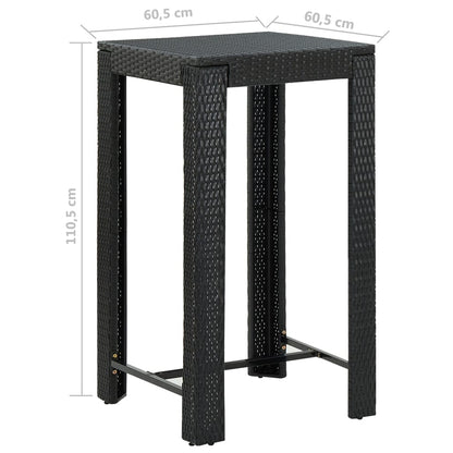 Garden Bar Set Black PE rattan 5 Piece Set Footrest