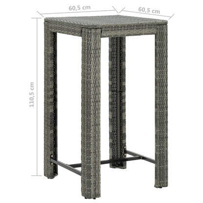 Garden Bar Set Grey PE rattan, powder-coated steel Medium