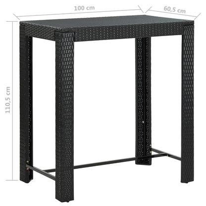Garden Bar Set Black and Cream White PE Rattan, Powder-Coated Steel