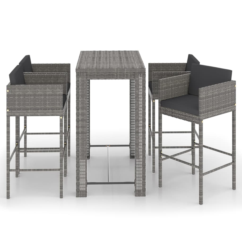 Garden Bar Set Gray, Dark Gray PE rattan, steel Medium Footrest