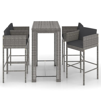 Garden Bar Set Gray, Dark Gray PE rattan, steel Medium Footrest