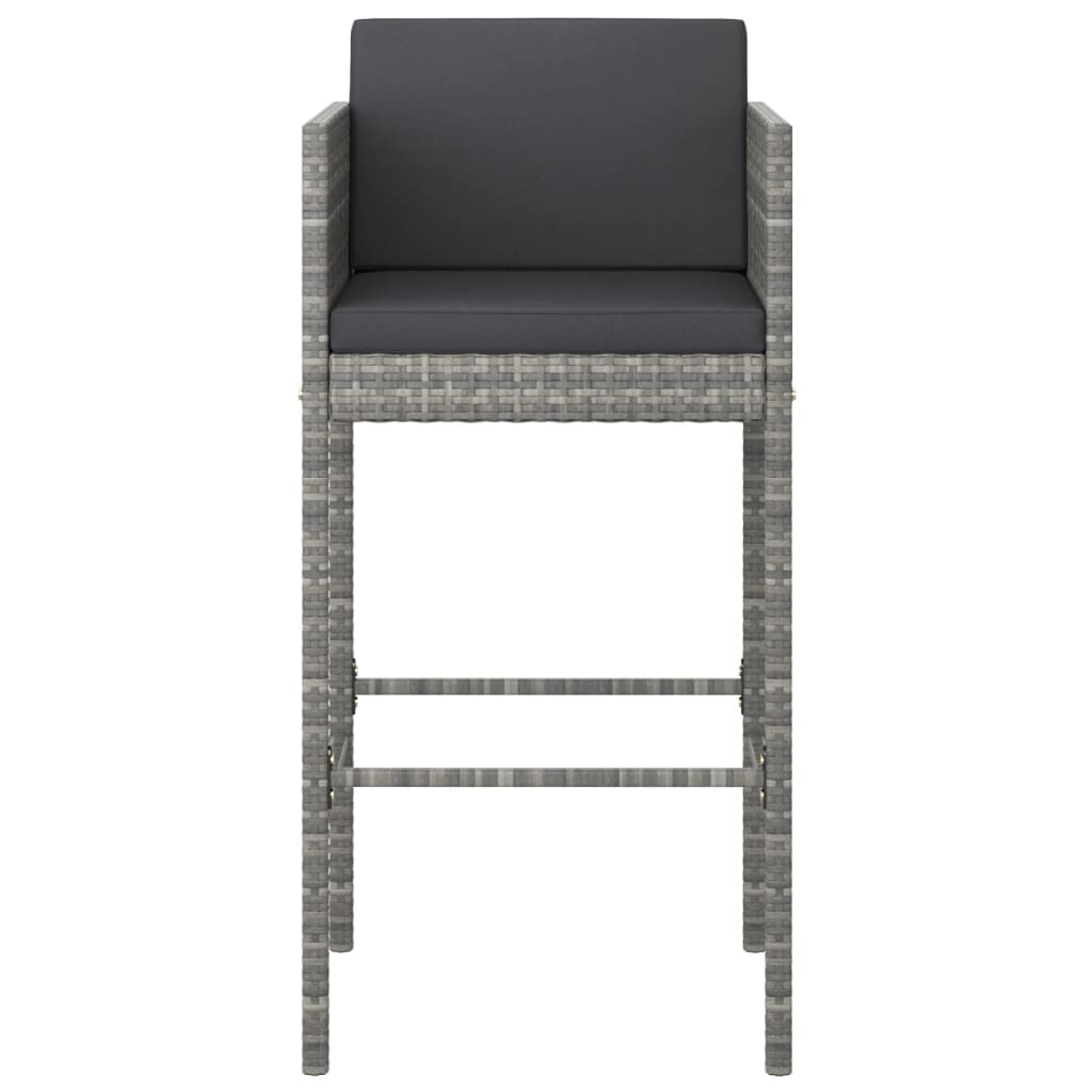 Garden Bar Set Gray, Dark Gray PE rattan, steel Medium Footrest