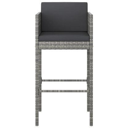Garden Bar Set Gray, Dark Gray PE rattan, steel Medium Footrest