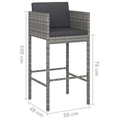 Garden Bar Set Gray, Dark Gray PE rattan, steel Medium Footrest