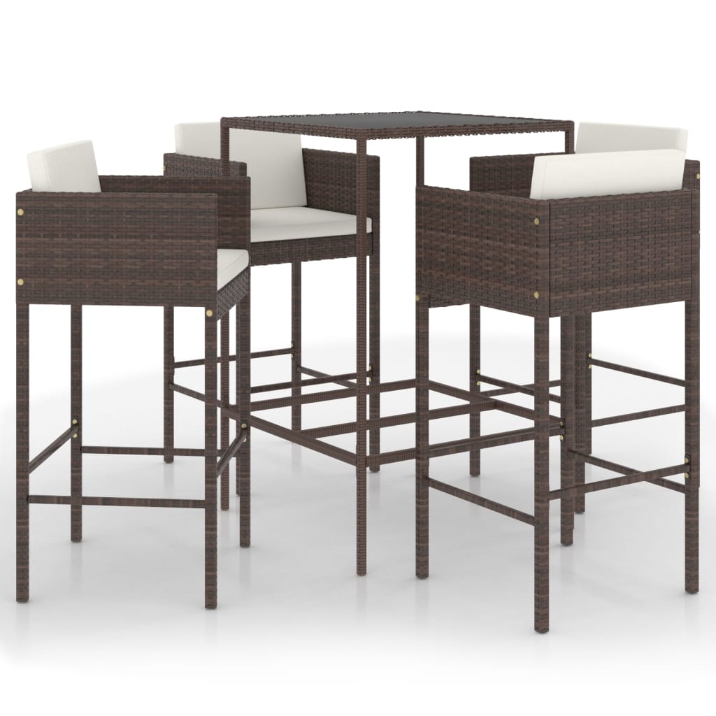 Garden Bar Set Brown with cream white cushions