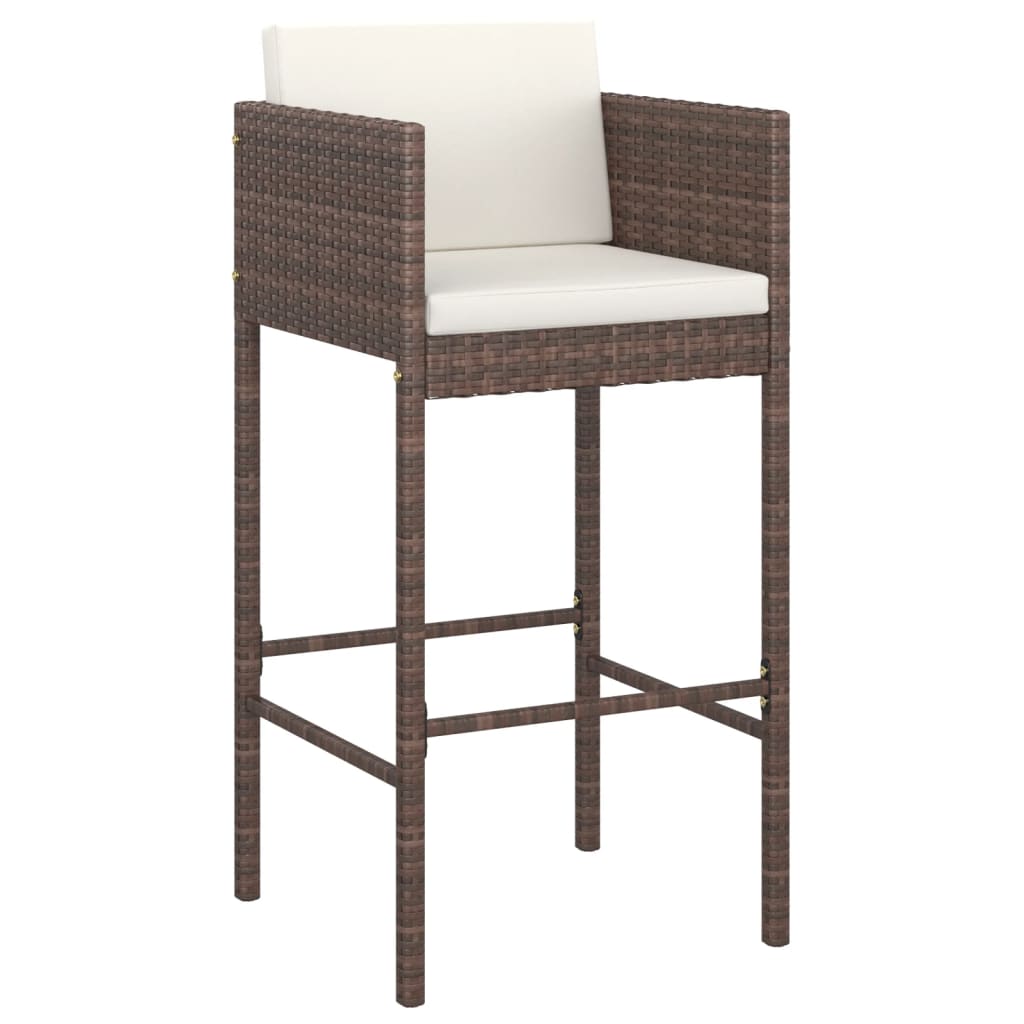 Garden Bar Set Brown with cream white cushions
