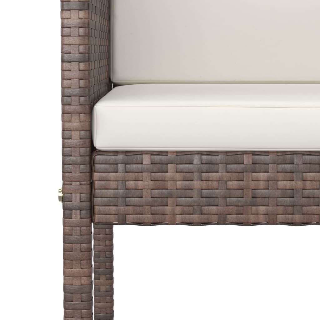 Garden Bar Set Brown with cream white cushions