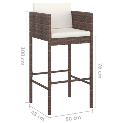 Garden Bar Set Brown with cream white cushions
