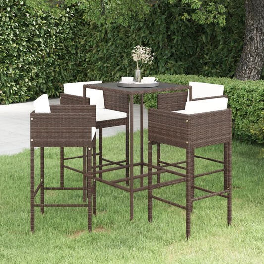 Garden Bar Set Brown with cream white cushions