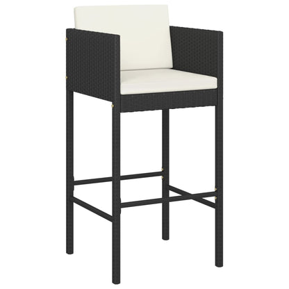 Garden Bar Set Black, Cream white PE rattan, Steel, Tempered glass
