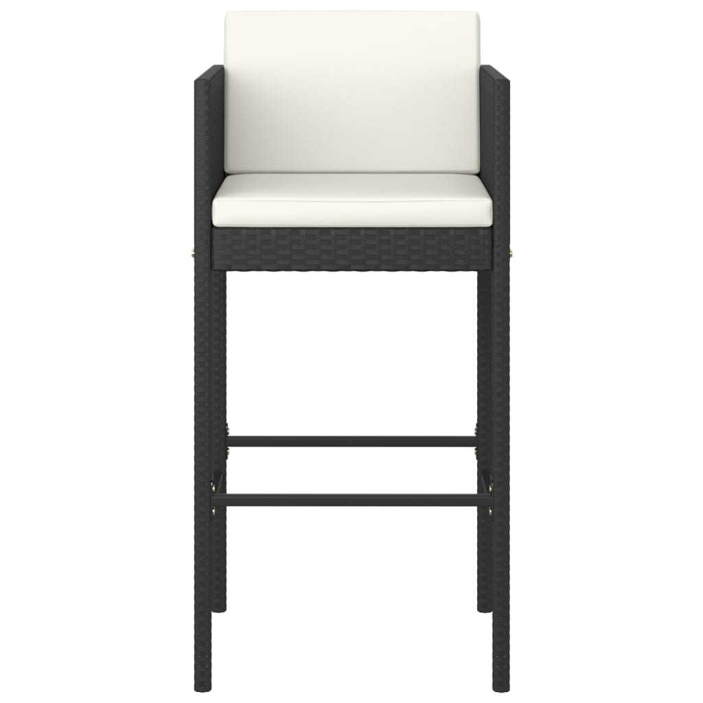 Garden Bar Set Black, Cream white PE rattan, Steel, Tempered glass